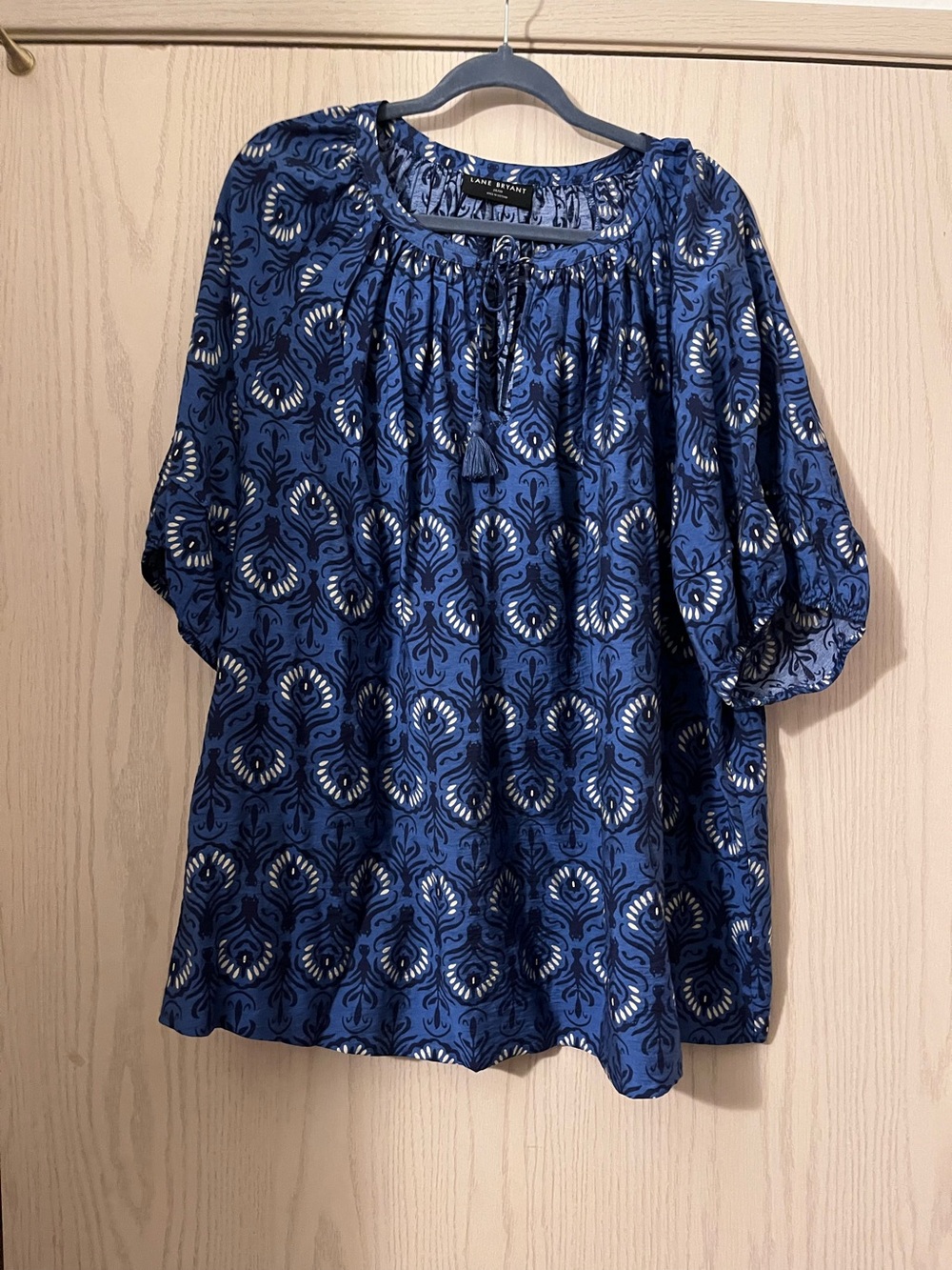 Lane Bryant Blue Printed Peasant Tunic